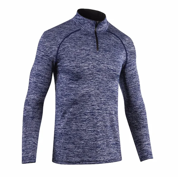 High quality wholesale mens high-neck half-zip long-sleeved plus size activewear t-shirt