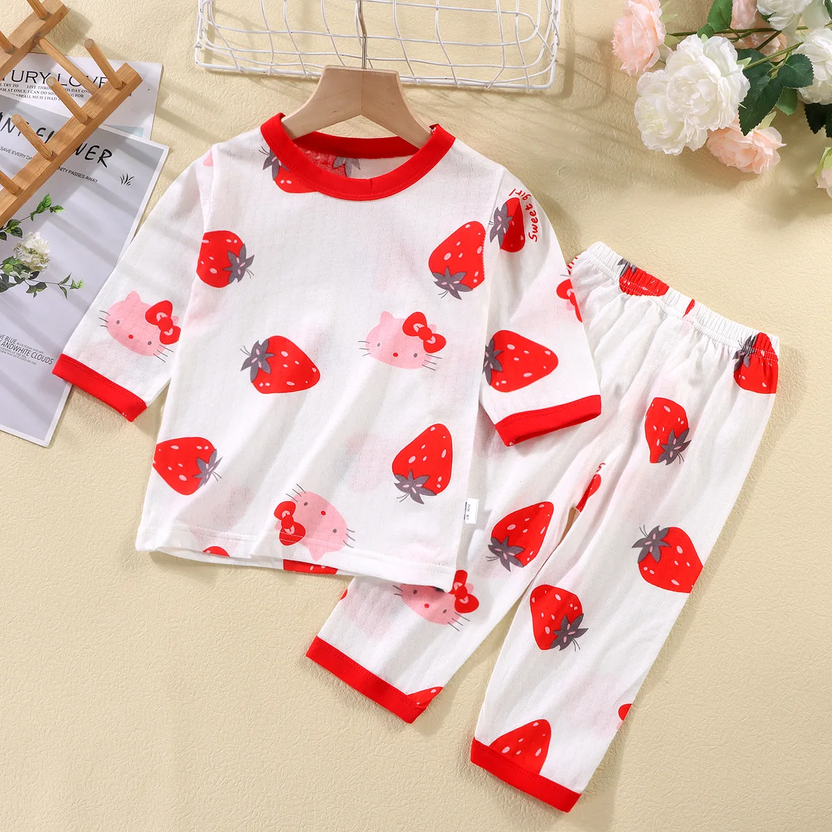 Kid Cute Clothes Casual Long Sleeve Children Baby Kids 100% Cotton Pajamas Girls Boys Sleepwear Pjs 2 Pieces Set