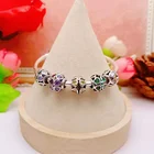 Stone Pendant Dandora Lucky Grass Inlaid With Stone Charm 925 Sterling Silver Zircon Bead Pendant Charm