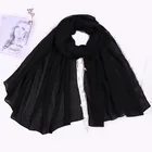 Long Shawls Fashionable Women Light Weight Black Long Scarf Beach Shawls With White Lace Trim Edges