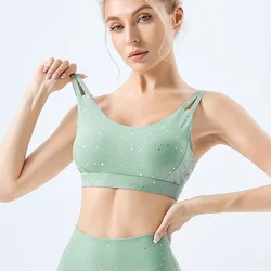 Good Quality Glitter Double Thin Shoulder Strap Adjustable Sports Underwear Woman Girls Running Sports Bra