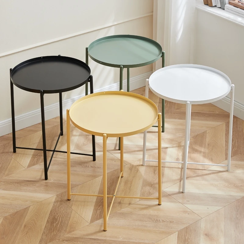 Dining Furniture Bedside Small Multi Colored Round Table Modern  Bedroom Bedside Furniture Tray Small Side Table