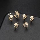 Earrings Trendy Simple Round Rabbit Star Shape 14K Gold Plated Tiny Hoop Huggie Earrings