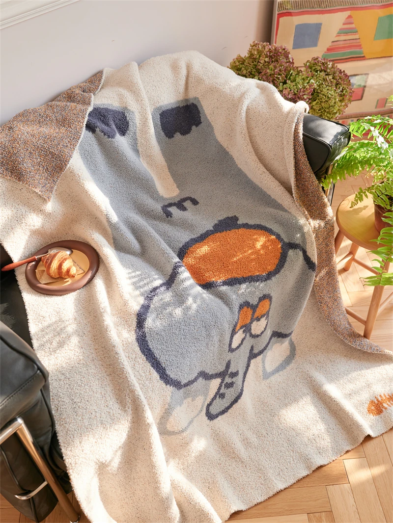 product ayd oeko tex high quality cute elephant soft and warm jacquard knitted blanket that children love-60