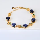 Oval DIY Handmade Blue Tiger Eye Oval Glass Crystal 14k Gold-plated Inlaid Bracelet
