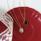 Necklace Agate Fashion 18K Gold Plated Necklace Natural Agate Stone Luxury Crystal Pendant Necklace