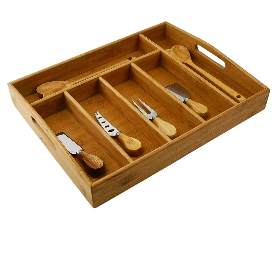 Utensil Storage Drawers Cabinet Organizers Bamboo Expandable Drawer Cutlery Tray High Quality Farmhouse Wood Kitchen