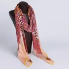 Leopard Silk Scarfs Long 120x120cm Leopard With Leaves And Zebra Stripe Printing Scarves Custom Silk Scarfs