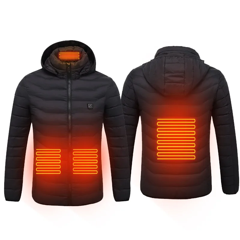 Unisex Winter Dual Control Heating Coat Plus Size Loose Outdoor Hooded Jacket Safe USB Electric Heating Solid Coat 