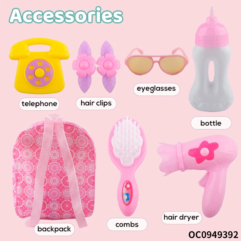 Full body silicone baby doll accessories for girls 14 inches with toy baby feeding bottle