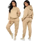 Hoodie Warm Hoodie 2 Piece Set Hoodie Jogger Set Women Oversized Hoodie Warm Joggers Set