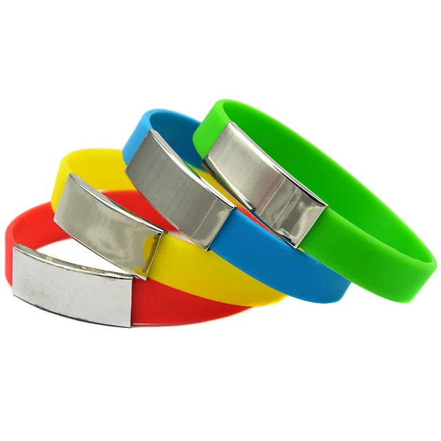 Metal Colors Silicone Wristband Bracelet Customize Shape Promotional Wristband Events Rubber  YJEL0058