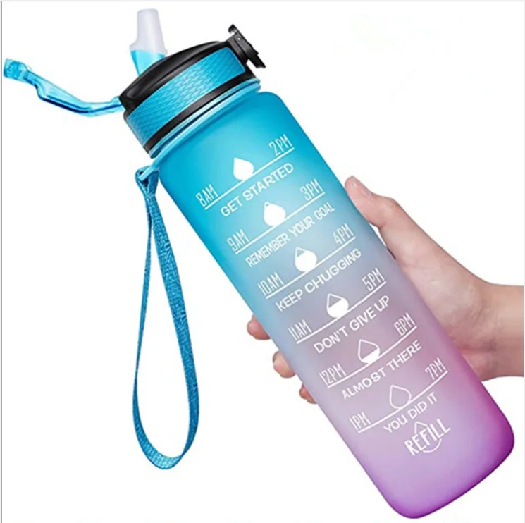 BPA Drinking Water Bottle Leak Proof with Time Marker Ensure Drink Enough Water 