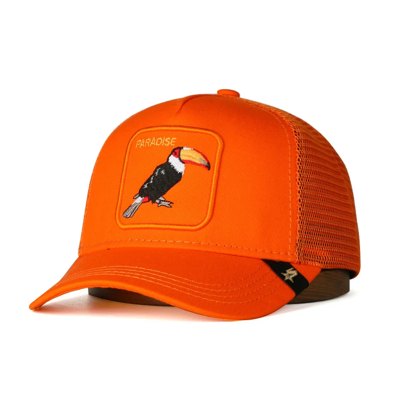 Animal Bird Mesh Trucker Hat Snapback Square Patch Unisex Baseball Caps 