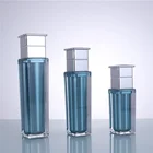 Plastic Bottle Craft Peacock Blue Plastic Cosmetic Acrylic Lotion Bottle And Cream Jar With UV Craft