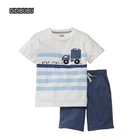 Boys Shirt Shorts Boy DIDIBUBU Boys 4-7 2 Piece Construction-theme Graphic Shirt And Shorts Set Boy Set Clothes 2021
