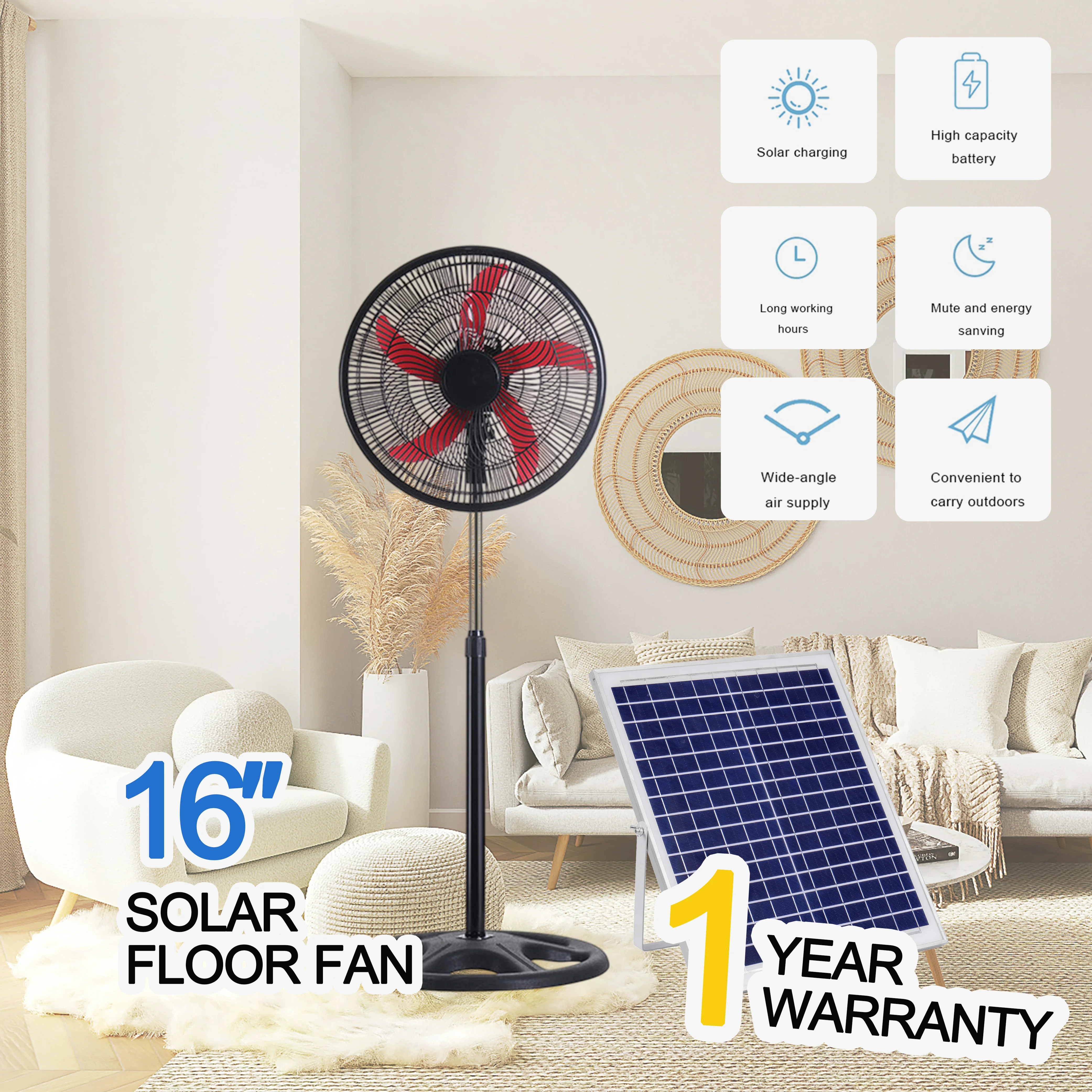 Electric Stand Fan, Fan16, Solar - detail 4