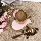 Tea New Design Heart Shape Porcelain Golden Edge Coffee Tea Cup And Saucer Gift Set