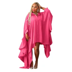 women's clothing fall 2023 Fashionable Irregular Cardigan Solid Color Loose Shirt Dress