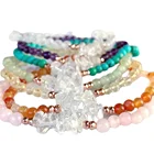 Jade Bracelet Rose Gold Spacers Natural Round Orange Jade Small Dainty Gemstone And Irregular Crystal Bracelet