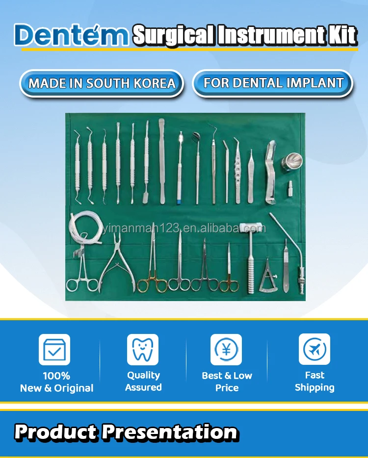 Dental Surgical Tool26 PCS Set Implant Surgical Kit for Dentem From Korea Surgical Instrument Dentist Tools Kit Stainless Steel details