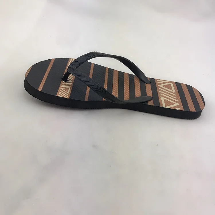 Customized men's size golden black strips printed hot sexy south africa flip flops sublimation blank