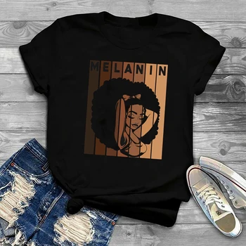 Woman Black Queen Melanin Queen t shirt Women Tops African Black Melanin Girl History Month Female T-shirt