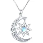 Jewelry Celtic Pendant 925 Sterling Silver Jewelry Celtic Crescent Moon Sun Moonstone Pendant Necklace For Women