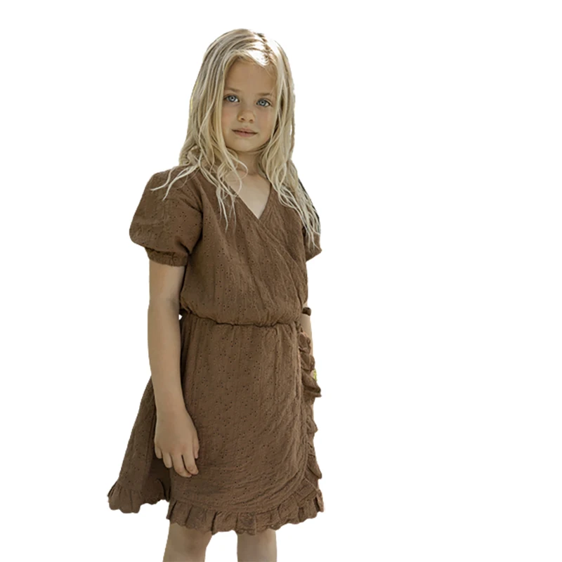 2022 spring/summer/autumn  new fashion  dress plain long-sleeved  A-line kids cotton dresses