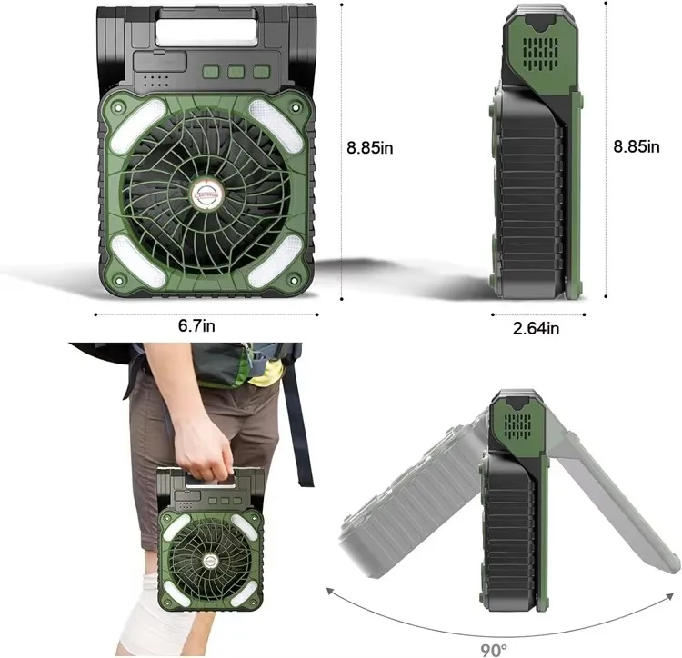 Portable Rechargeable Fan, Solar, USB - detail 10