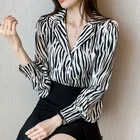 Ladies Blouses Fashion V Neck Long Sleeve Elegant Office Ladies Wear Chiffon Blouses