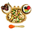 Baby Cartoon Baby Learn To Eat | Children Fall-proof Suction Cup | 100% Bamboo Without BPA Crab Bamboo Baby Plate