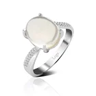 Cz Silver Rings Silver 925 Cz Ring Fashion Clear Cz Decorative White 925 Silver Moonstone Rings