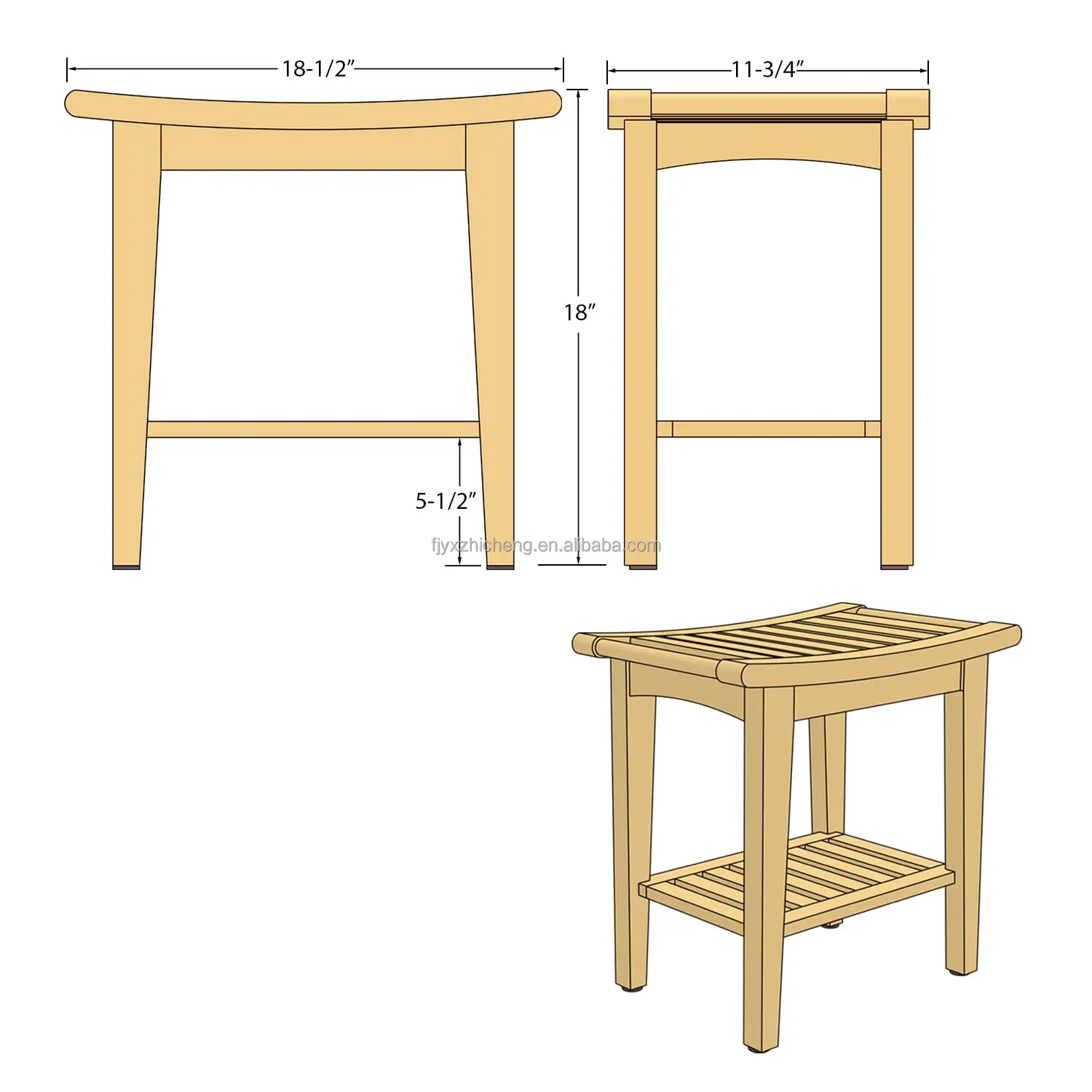 spa stool bench with bottom shelf fully assembled-5