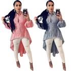 Autumn BAZAI Latest Design 2021 Autumn Ladies Long Sleeve Dress Vestidos Casual Blue And White Striped Shirt