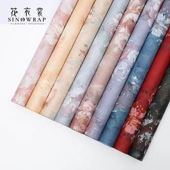 59*52cm 15Sheets Original Design Retro Oil Painting Flower Wrapping Paper Gift Paper Waterproof Art Gift Paper