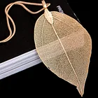 Pendant Gold Natural Genuine Leaf Specimen Pendant Gold Plated Necklace Sweater Chain Leaf Necklace
