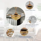Modern Design Silent Save Energy Tri Color Dimmable K9 Crystal Lighting Chandelier With Fan