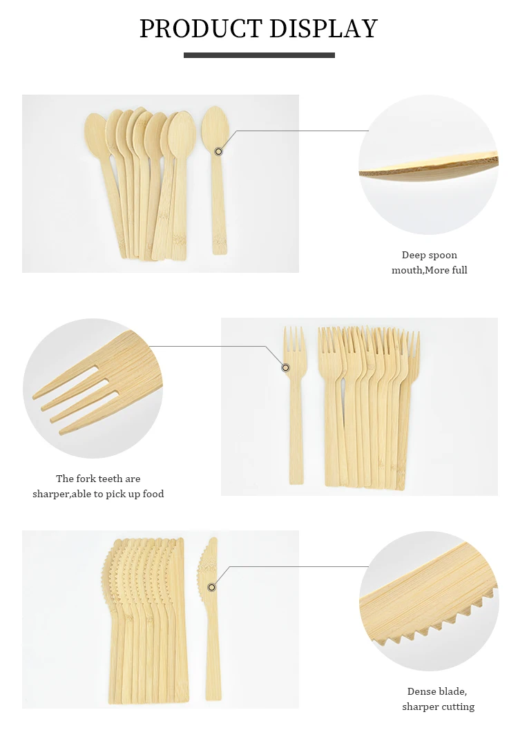 Eco Friendly Tableware Mm Disposable Bamboo Cutlery Set Knife Fork