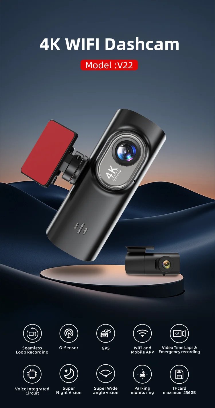 Coview High Quality 4K Car Camera Dashcam DUAL Dash Cam Wifi with GPS Tracking Super Wide Angle Vision for Vehicle and Taxi factory