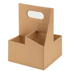Kraft Paper Eco Friendly Take Away Kraft Paper Cup Holder Coffee Cup Carrier
