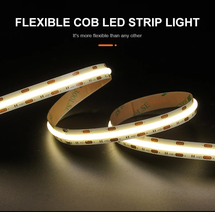 Custom COB DC24V 10MM Width 12W/M IP20 IP65 Dimmable Indoor Decoration Strip Lights Smart Strip Lights for Indoor Decorations factory