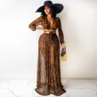 Women Women 2021 Beauty Clothing Leopard Print Chiffon Printed Dress Footwear