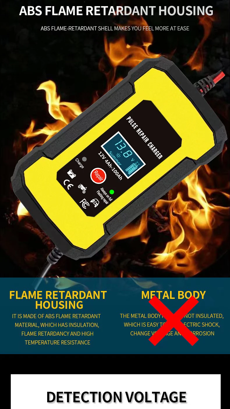 Factory price 12V battery charger 12V 6A automatic pulse repair lead acid gel agm vrla Universal motorcycle car battery charger