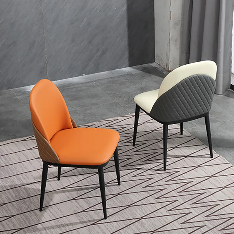 Nordic Light Luxury Dining Chair Imitate Rattan Woven Chair Carbon Steel Legs Soft Modern Simple Seat Hotel Restaurant Chair