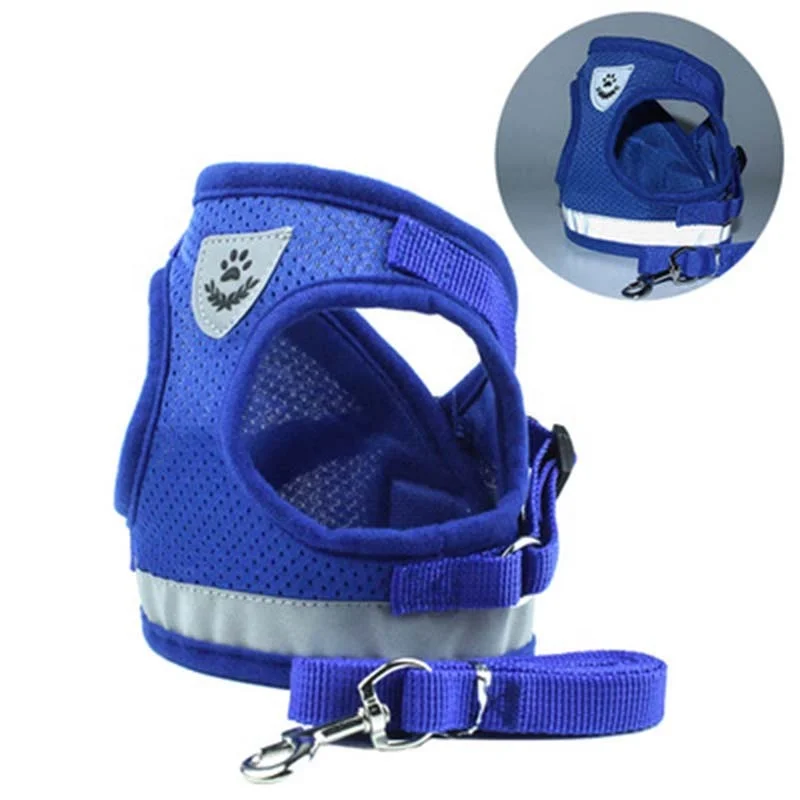 Adjustable Breathable Small Dog Cat Pet Harness Leash Collars Puppy Mesh Vest 