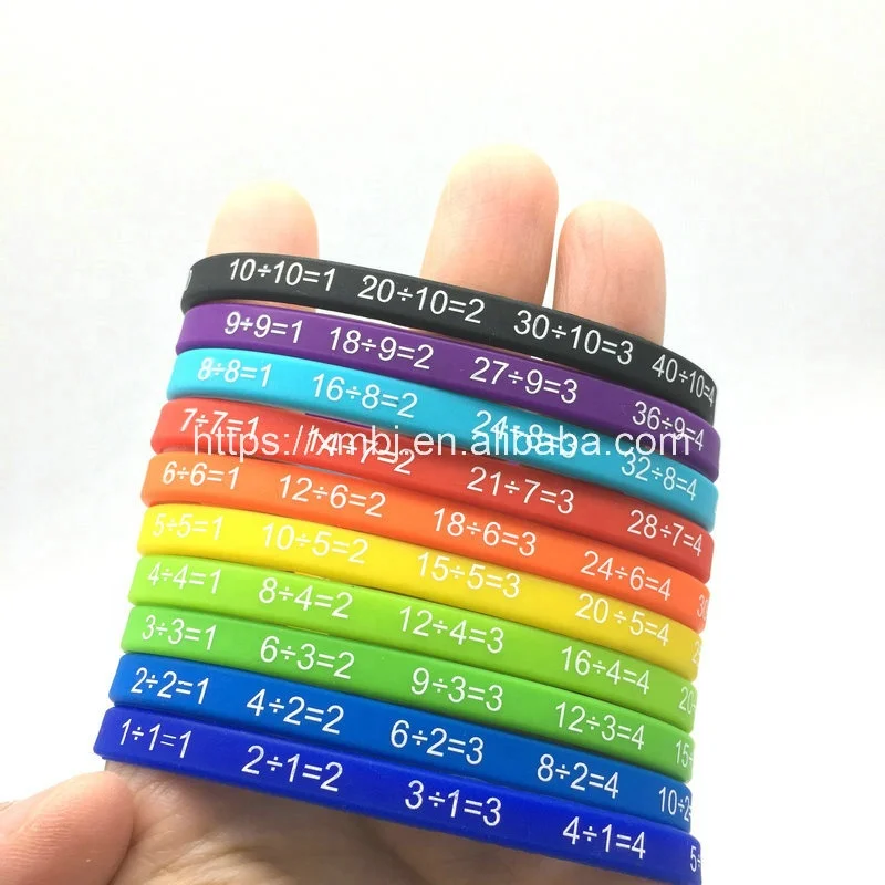 12Pcs/Set Multiplication Tables Silicone Bracelet Learn Math Education For sDb$ 