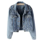 Jacket Jaket 2021 Best-selling Denim Jacket Female Beaded Pearl Loose And Thin Women Denim Jeans Jaket