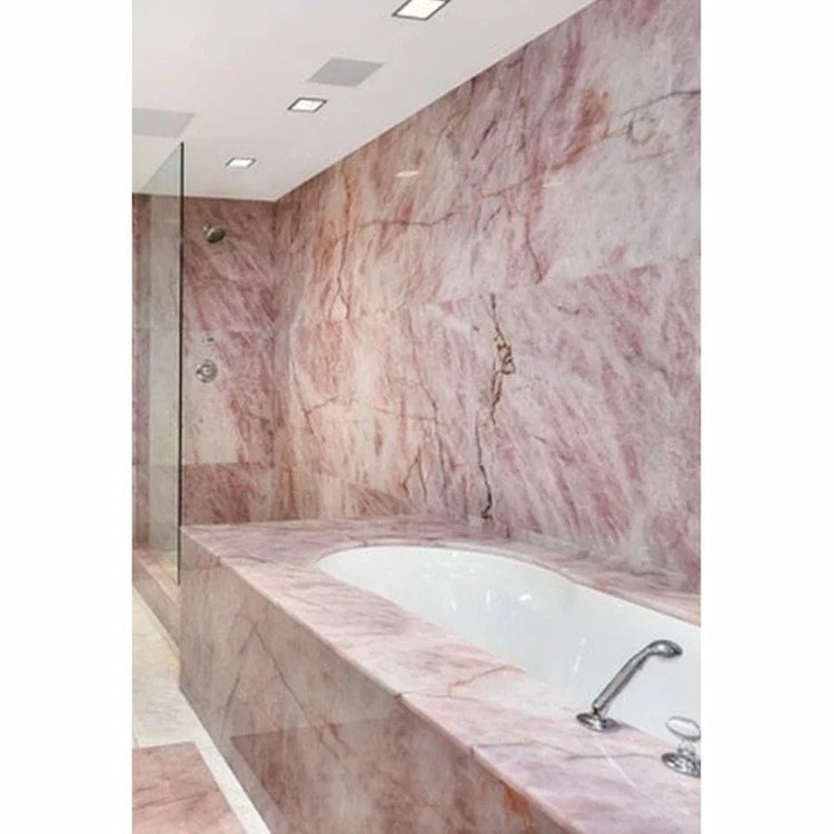 Rose Vene Pink Marble Jumbo Slab 2cm Tiles Bathroom Tiles Subway Red