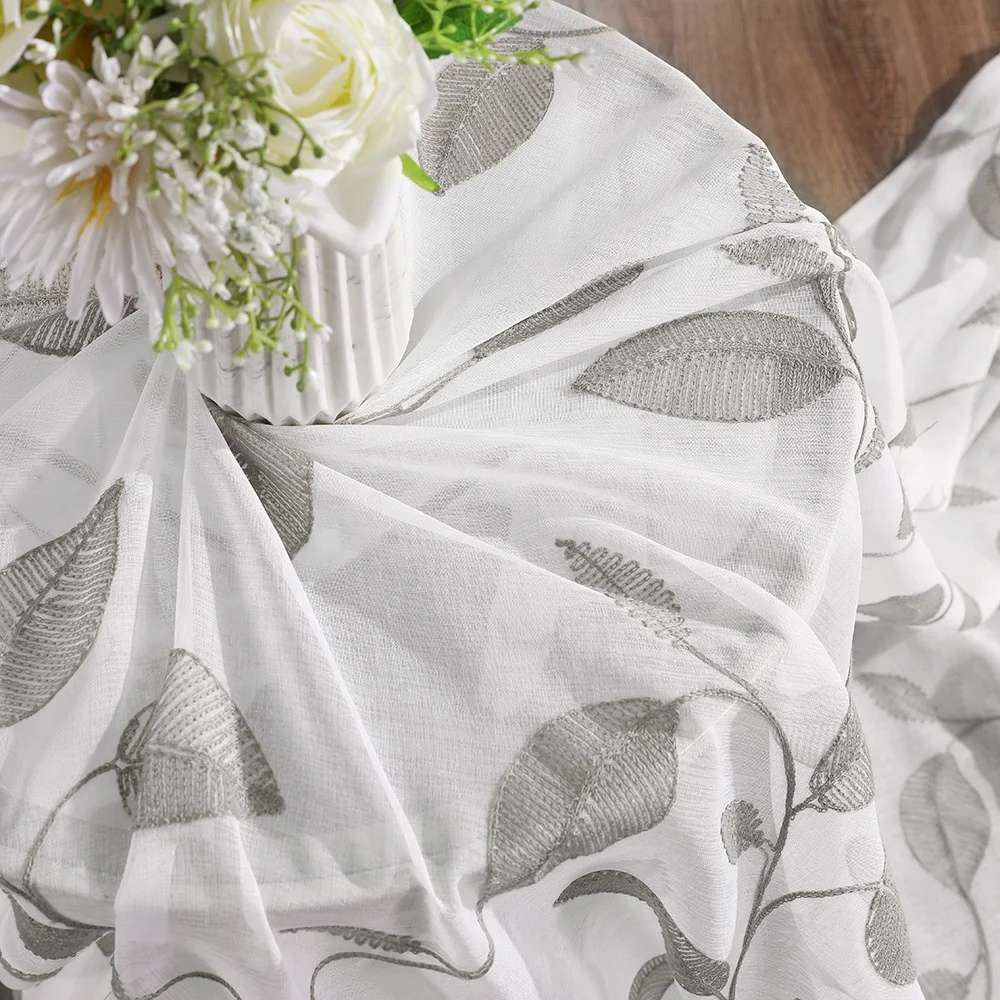 Wholesale embroidered  window sheer curtains Amazon hot pastoral style for living room